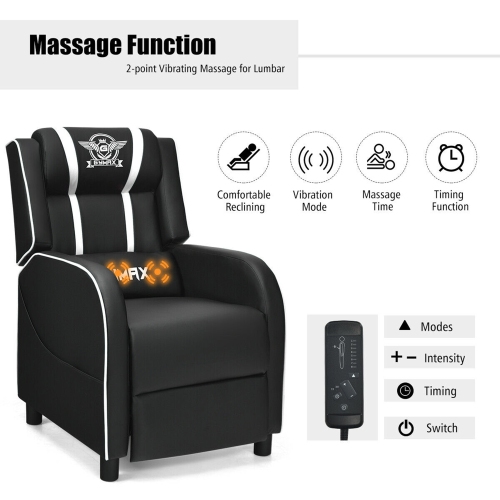 Gymax Massage Gaming Recliner Chair Racing Single Lounge Sofa Home Theater Seat