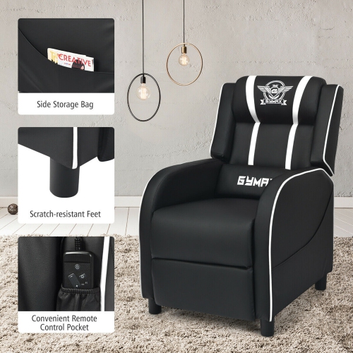 Gymax Massage Gaming Recliner Chair Racing Single Lounge Sofa Home Theater Seat