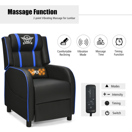 Gymax Massage Gaming Recliner Chair Racing Single Lounge Sofa Home Theater Seat
