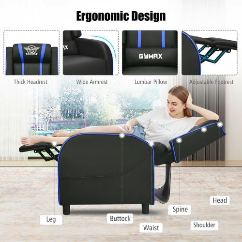 Gymax Massage Gaming Recliner Chair Racing Single Lounge Sofa Home Theater Seat