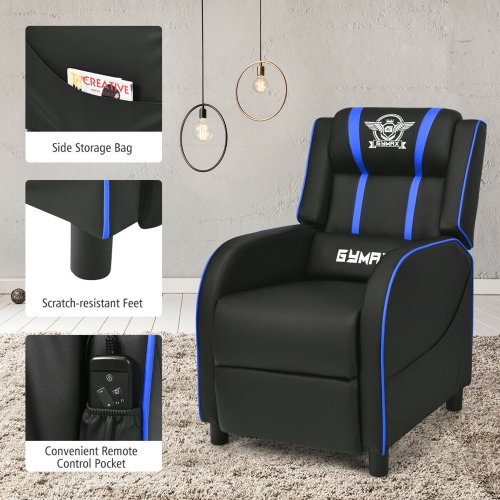 Gymax Massage Gaming Recliner Chair Racing Single Lounge Sofa Home Theater Seat