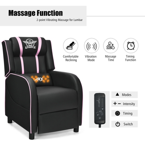 Gymax Massage Gaming Recliner Chair Racing Single Lounge Sofa Home Theater Seat