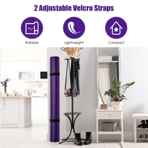 Gymax Large Yoga Mat 6' x 4' x 8 mm Thick Workout Mats for Home Gym Flooring Black/Purple/Blue