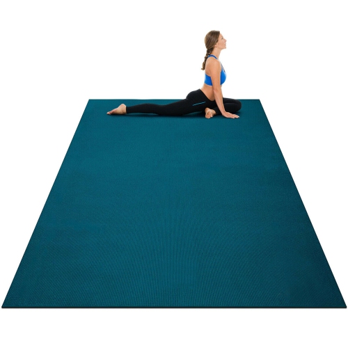Gymax Large Yoga Mat 6' x 4' x 8 mm Thick Workout Mats for Home Gym Flooring Black/Purple/Blue