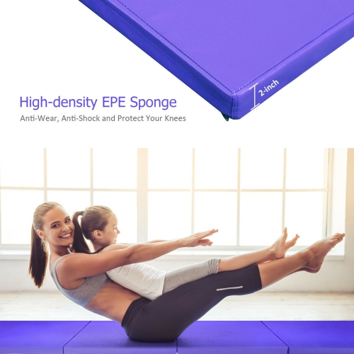 Gymax 4'x10'x2'' Folding Gymnastic Tumbling Mat Yoga Aerobics Gym Exercise Fitness Mat