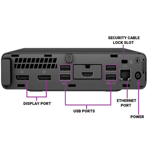 Refurbished - HP 600 G4 MINI Intel Core i5-8500T 2.10 GHz, 8GB, M.2/256GB SSD, Win 10 Pro