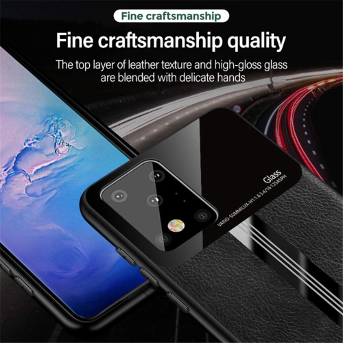 Ultra-thin Plexiglass Luxury Leather Silicone Phone Case Cover For SAMSUNG Galaxy S20 PLUS