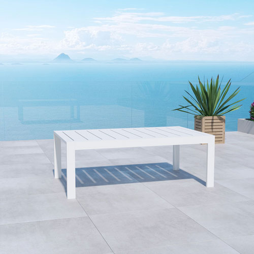 Portofino Contemporary Rectangular Outdoor Coffee Table - White