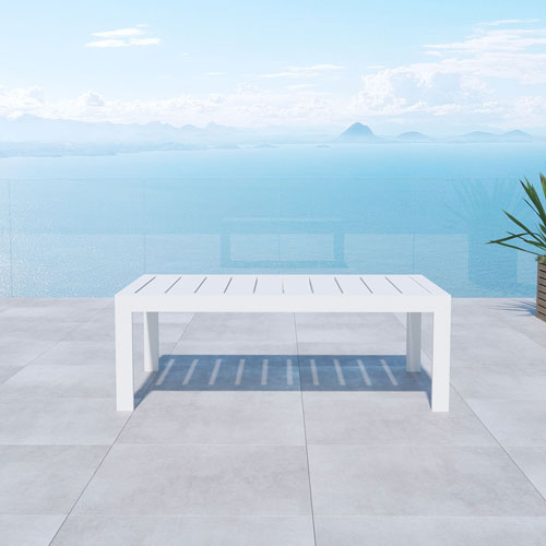 Portofino Contemporary Rectangular Outdoor Coffee Table - White