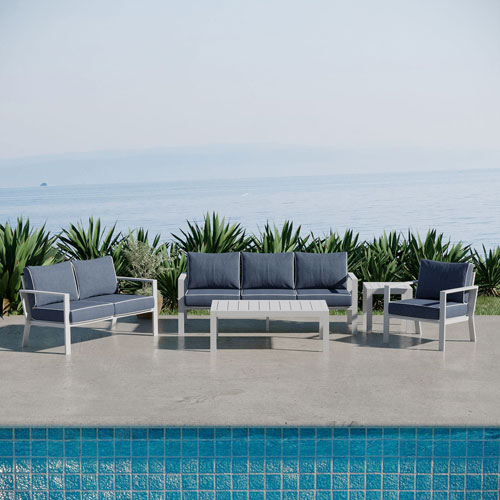 Portofino Contemporary Rectangular Outdoor Coffee Table - White