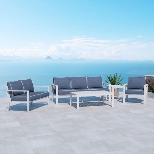Portofino Contemporary Rectangular Outdoor Coffee Table - White