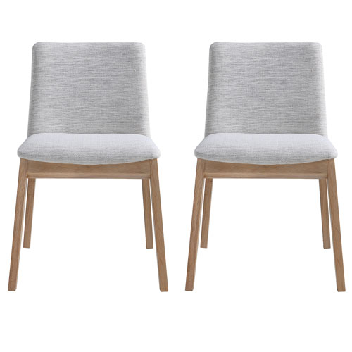 Deco Modern Polyester Dining Chair - Set of 2 - Oak/Light Grey