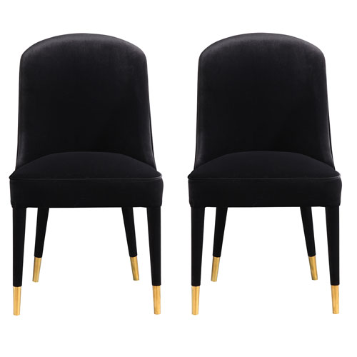 Liberty Contemporary Fabric Dining Chair - Set of 2 - Black