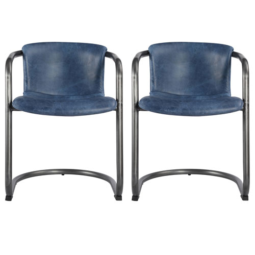 Freeman Traditional Genuine Leather, Blue Leather Dining Chairs Canada