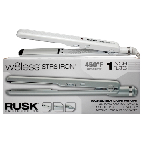 RUSK  W8Less Str8 Iron Ceramic And Tourmaline Flat Iron - Irew8Ls2510 - By for Unisex - 1 Inch Flat Iron In White