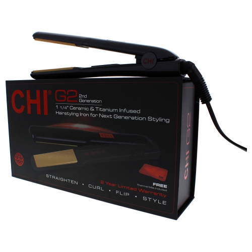 G2 Ceramic and Titanium Infused Hairstyling Flat Iron GF7057 - Black by CHI for Unisex - 1.25 Inch Flat Iron