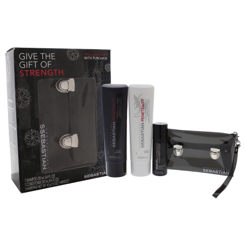 Sebastian Penetraitt Strength Kit by Sebastian for Unisex - 3 Pc 8.4 oz Shampoo, 8.4oz Conditioner, 1.5oz Hair Spray