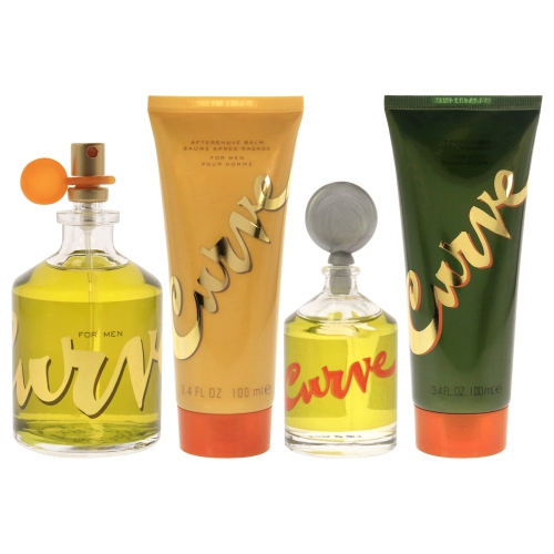 Curve by Liz Claiborne for Men - 4 Pc Gift Set 4.2oz EDC Spray, 0.25oz EDC Splash, 3.4oz After Shave Balm, 3.4oz Shower Gel