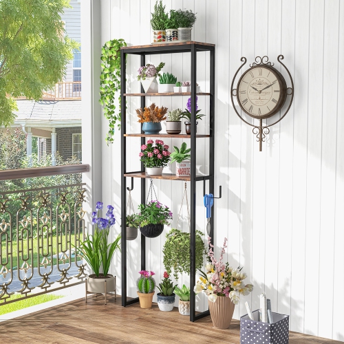 Gymax Over The Toilet Storage 4-Tier Industrial Over-the-Toilet Space Saver Storage Rack Rustic Brown