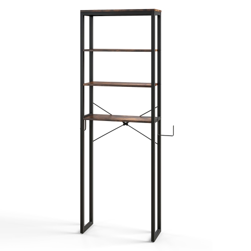 Gymax Over The Toilet Storage 4-Tier Industrial Over-the-Toilet Space Saver Storage Rack Rustic Brown