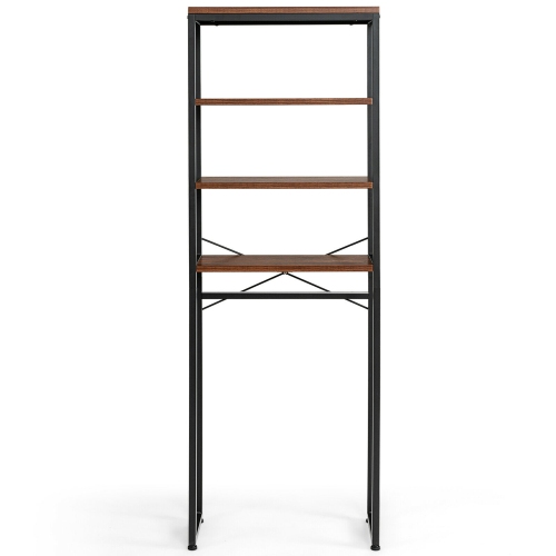 Gymax Over The Toilet Storage 4-Tier Industrial Over-the-Toilet Space Saver Storage Rack Rustic Brown