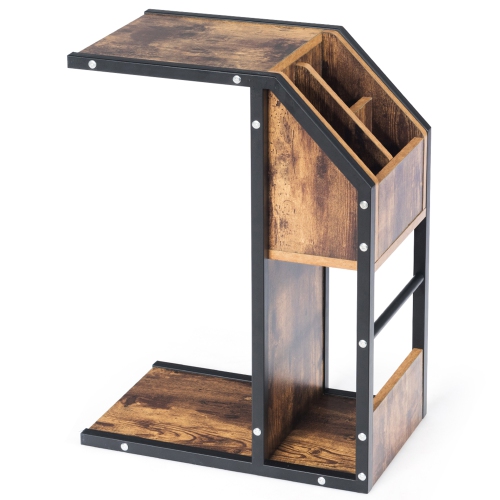 Gymax Modern C-Shape Sofa Side Snack End Table Nightstand for Coffee Laptop Tablet