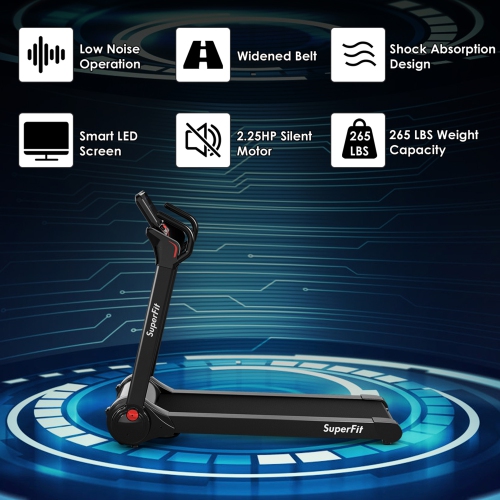 Gymax Folding 2.25HP Electric Treadmill Running Machine w/ LED Display & Bluetooth Speaker - Black/White