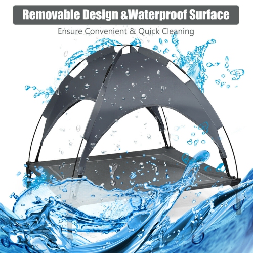 Gymax 36'' Portable Elevated Dog Cot Outdoor Cooling Pet Bed w/ Removable Canopy Shade