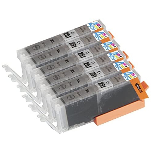 6 Pack - Compatible Ink Cartridges for Canon CLI-251 XL Gray Inkjet Cartridge Compatible With Canon PIXMA MG-5450