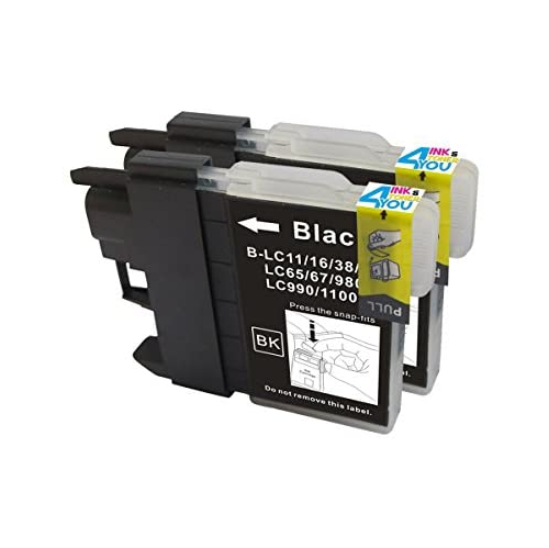 INK & TONER 4 YOU  2 Pack - Compatible Ink Cartridges for Brother Lc-61 Lc-61 Lc61 Xl Lc-61Bk Inkjet Cartridge Compatible With Brother
