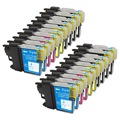 20 Pack - Compatible Ink Cartridges for Brother LC-61 LC-61 LC61 XL LC-61BK LC-61C LC-61M LC-61Y Inkjet Cartridge