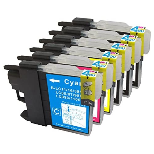 6 Pack - Compatible Ink Cartridges for Brother LC-61 LC-61 LC61 XL LC-61BK LC-61C LC-61M LC-61Y Inkjet Cartridge
