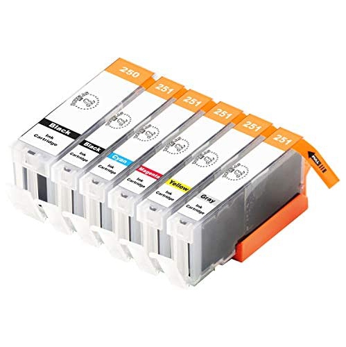 DOUGLAS INKS  6 PCs Compatible Ink Cartridge Replacement for Canon Pgi-250Xl Cli-251Xl Pixma Mg5450 Mg5620 Mg6320 Mg6350