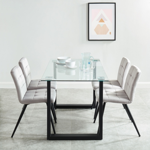 VIVA LIFESTYLE INC.  Furiture 5PC Dining Set - Table/grey Chair In Black
