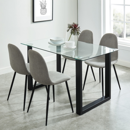 VIVA LIFESTYLE INC.  Furiture 5PC Dining Set - Table/grey Chair In Black