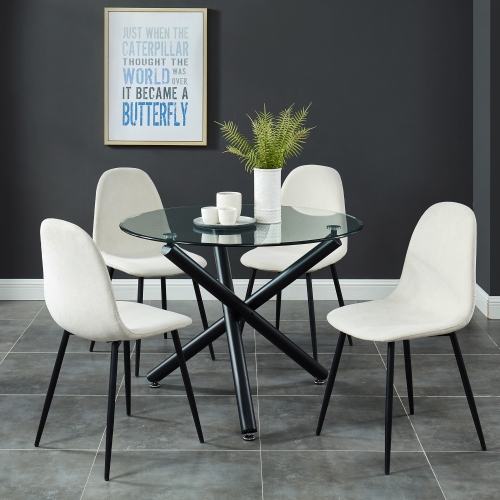 VIVA LIFESTYLE INC.  Furiture 5PC Dining Set - Table/beige Chair In Black