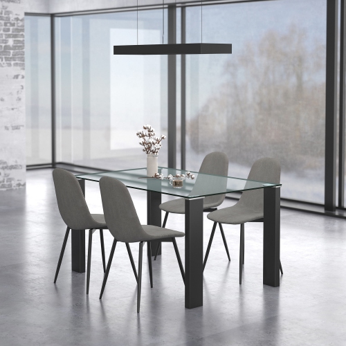 VIVA LIFESTYLE INC.  Furiture 5PC Dining Set - Table/grey Chair In Black