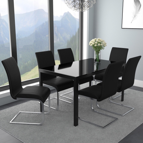 VIVA LIFESTYLE INC.  Furiture 7PC Dining Set - Table/ Chair In Black