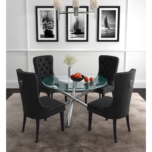 VIVA LIFESTYLE INC.  Furiture 5PC Dining Set - Chrome Table/black Chair