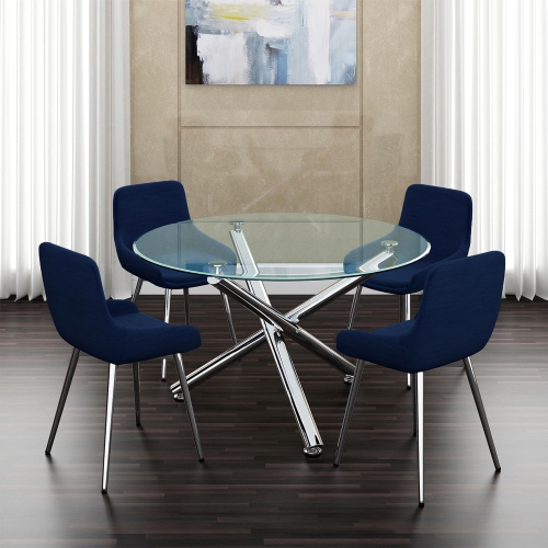 VIVA LIFESTYLE INC.  Furiture 5PC Dining Set - Chrome Table/blue Chair