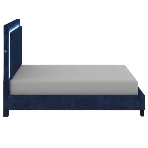 Viva Lifestyle Furiture 78" KING PLATFORM BED w/LIGHT - BLUE