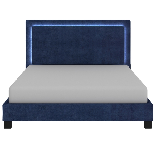 Viva Lifestyle Furiture 78" KING PLATFORM BED w/LIGHT - BLUE