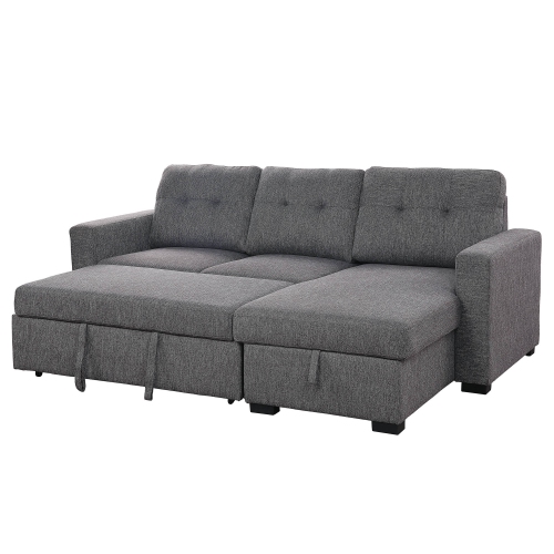 Viva Lifestyle Furiture SECTIONAL SOFA w/BED & STORAGE, 93.25" - CHARCOAL