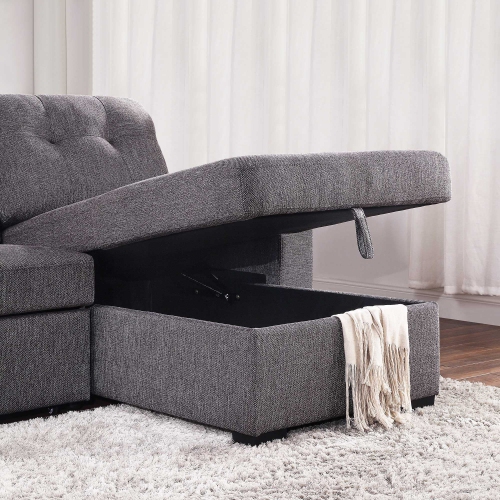 Viva Lifestyle Furiture SECTIONAL SOFA w/BED & STORAGE, 93.25" - CHARCOAL