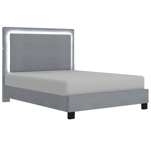 VIVA LIFESTYLE INC.  Furiture 60" Queen Platform Bed W/light - In Grey