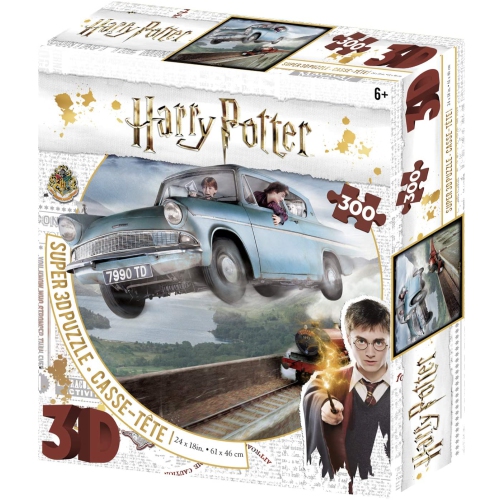 PUZZLE  Jigsaw 3D Harry Potter 24 Inch By 18 Inch 300 Piece - Ford Anglia, Ronald Weasley And Harry Potter