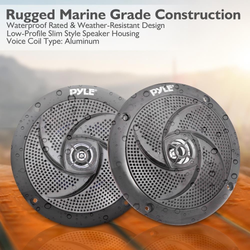 Pyle Pair of Slim 6.5'' Vehicle Speakers, Waterproof,