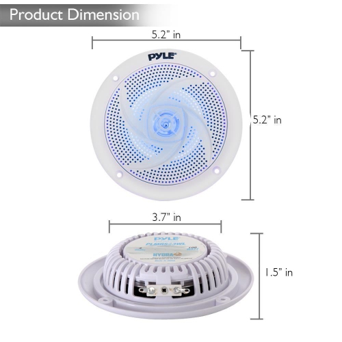 Pyle Pair of Low-Profile Vehicle Speakers, Waterproof - White