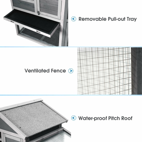 Gymax 58'' Wooden Rabbit Hutch Large Chicken Coop Weatherproof Indoor & Outdoor Use