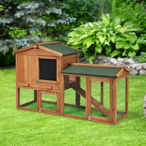 Gymax 58'' Wooden Rabbit Hutch Large Chicken Coop Weatherproof Indoor Outdoor Use